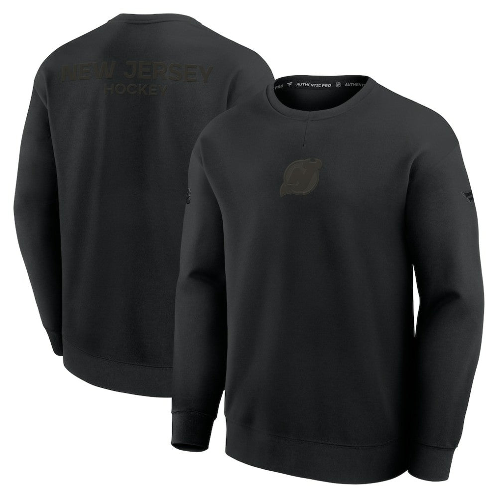 New Jersey Devils Fanatics Authentic Pro Road Tri-Blend Sweatshirt - Black - NHL