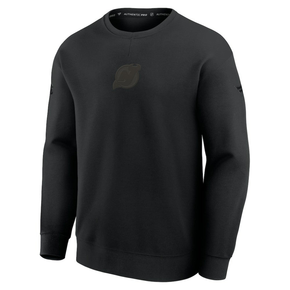 New Jersey Devils Fanatics Authentic Pro Road Tri-Blend Sweatshirt - Black - NHL