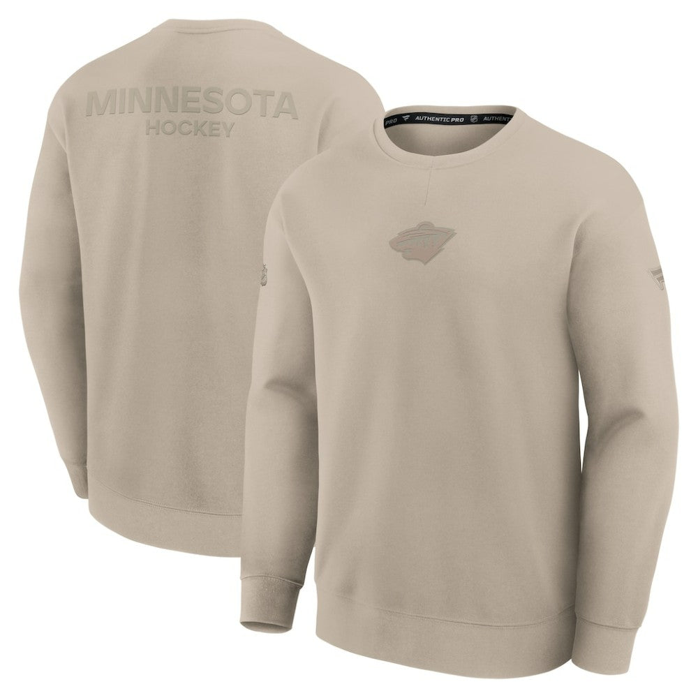 Minnesota Wild Fanatics Authentic Pro Road Tri-Blend Sweatshirt - Tan - NHL