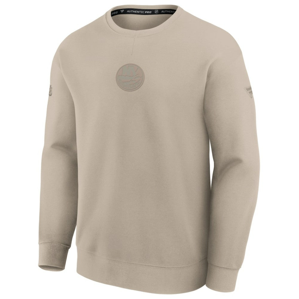New York Islanders Fanatics Authentic Pro Road Tri-Blend Sweatshirt - Tan - NHL