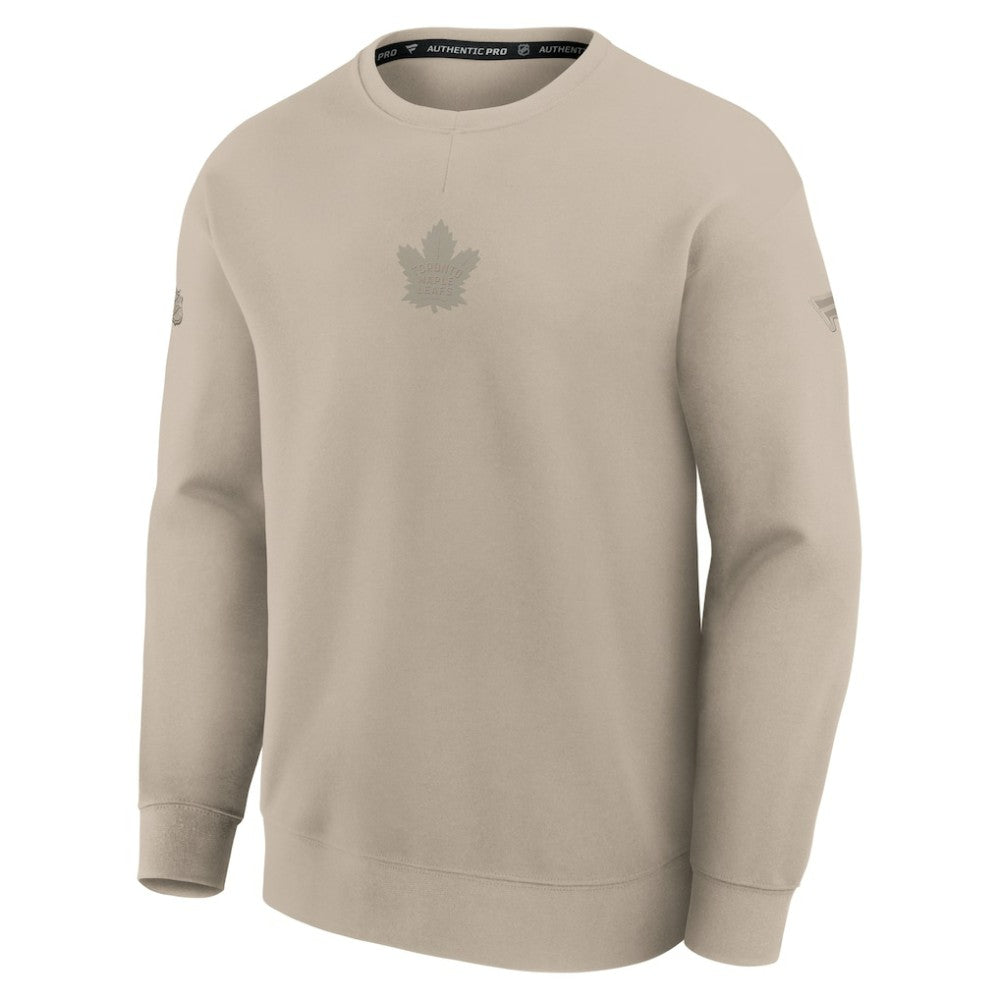 Toronto Maple Leafs Fanatics Authentic Pro Road Tri-Blend Sweatshirt - Tan - NHL