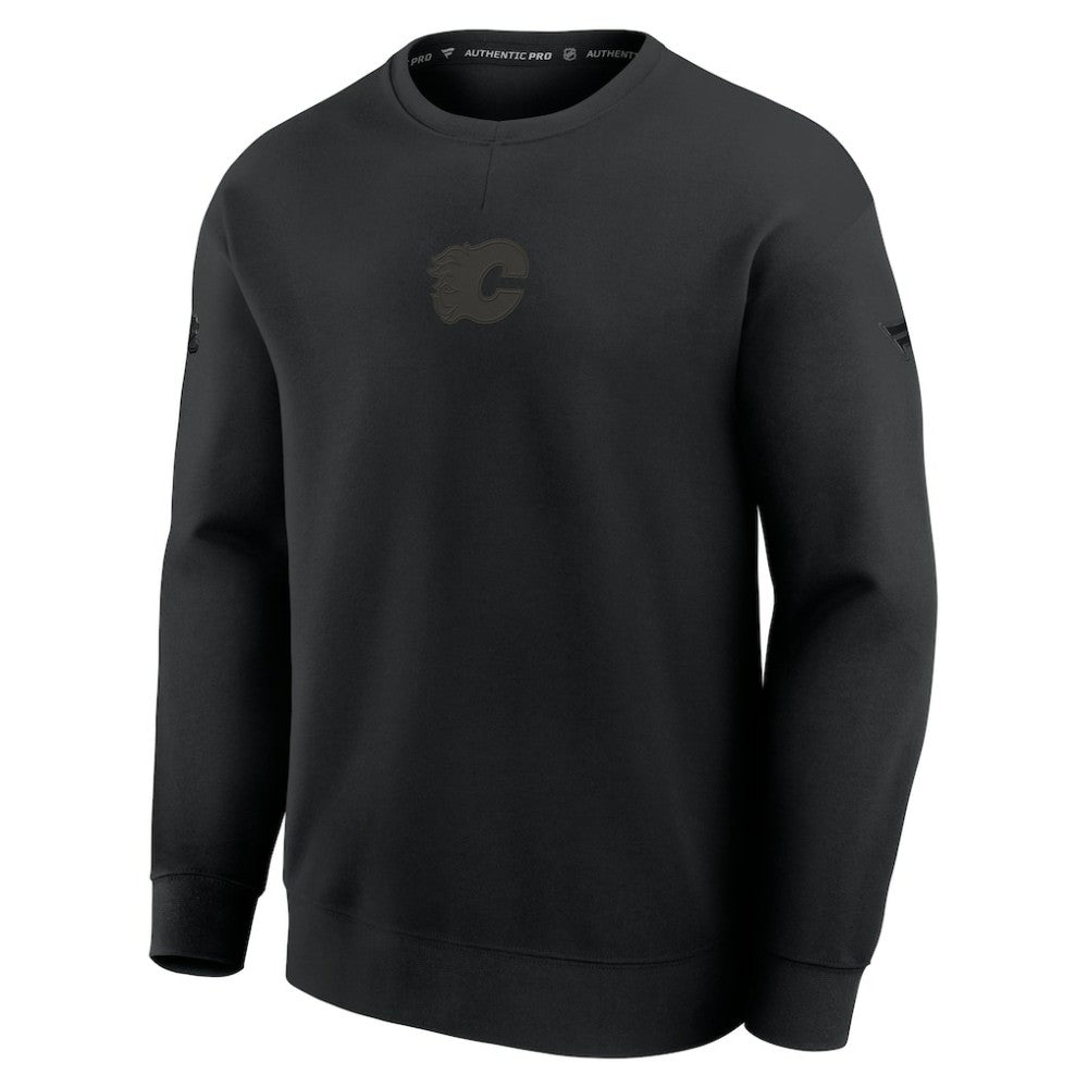 Calgary Flames Fanatics Authentic Pro Road Tri-Blend Sweatshirt - Black - NHL