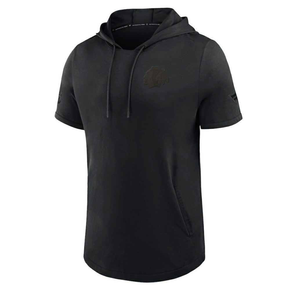 Chicago Blackhawks Fanatics Authentic Pro Road Short Sleeve Hoodie - Black - NHL