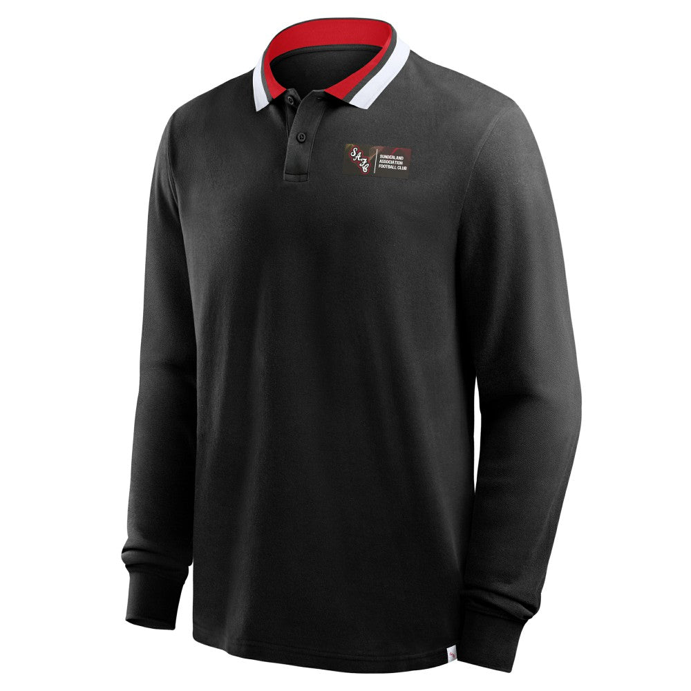 Sunderland Classic Long Sleeve Tipped Polo Shirt / Black / Mens - FIFA World CUP