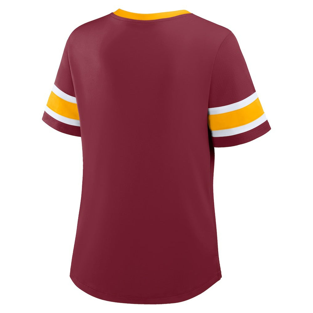 Washington Commanders Women's Redzone Draw Play Athena Lace-Up T-Shirt Burgundy | Fanatics