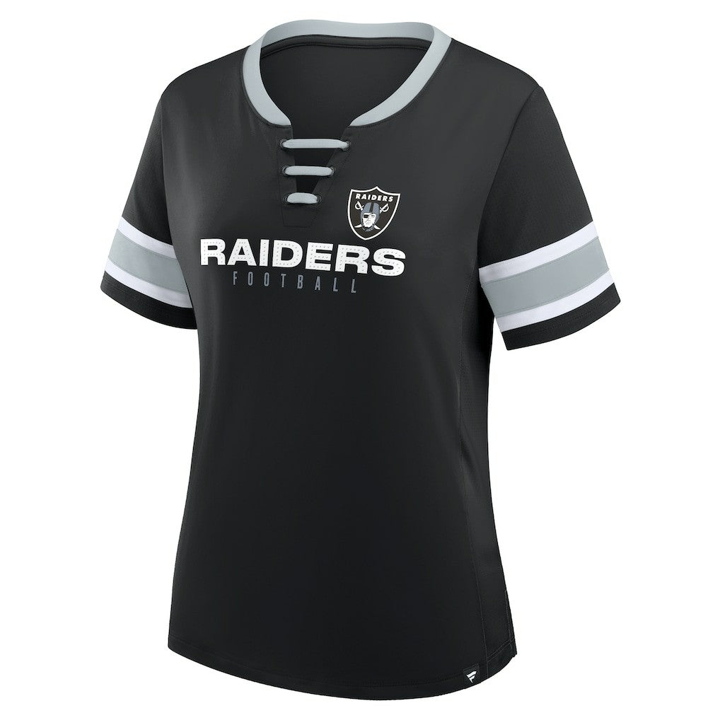 Las Vegas Raiders Women's Redzone Draw Play Athena Lace-Up T-Shirt Black | Fanatics