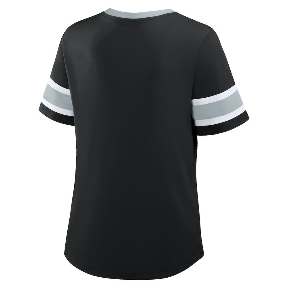 Las Vegas Raiders Women's Redzone Draw Play Athena Lace-Up T-Shirt Black | Fanatics