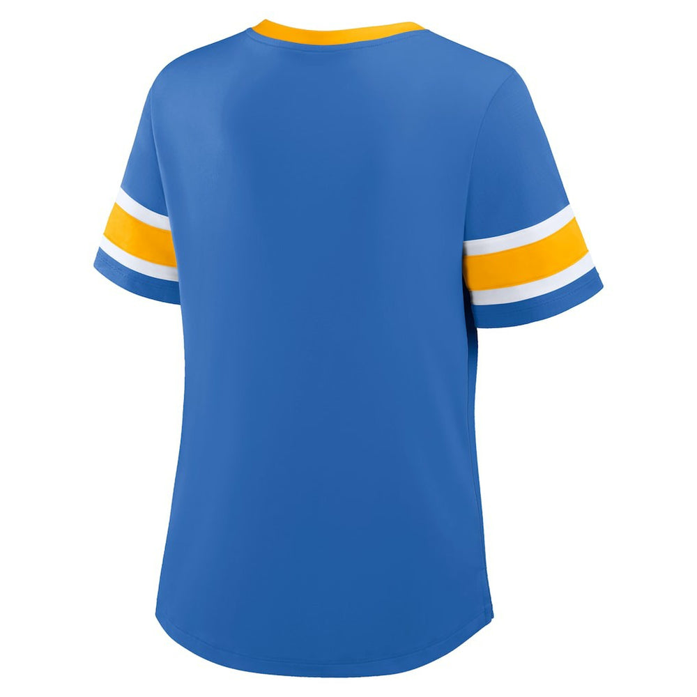 Los Angeles Chargers Women's Redzone Draw Play Athena Lace-Up T-Shirt Powder Blue | Fanatics