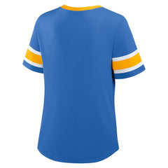 Los Angeles Chargers Women's Redzone Draw Play Athena Lace-Up T-Shirt Powder Blue | Fanatics