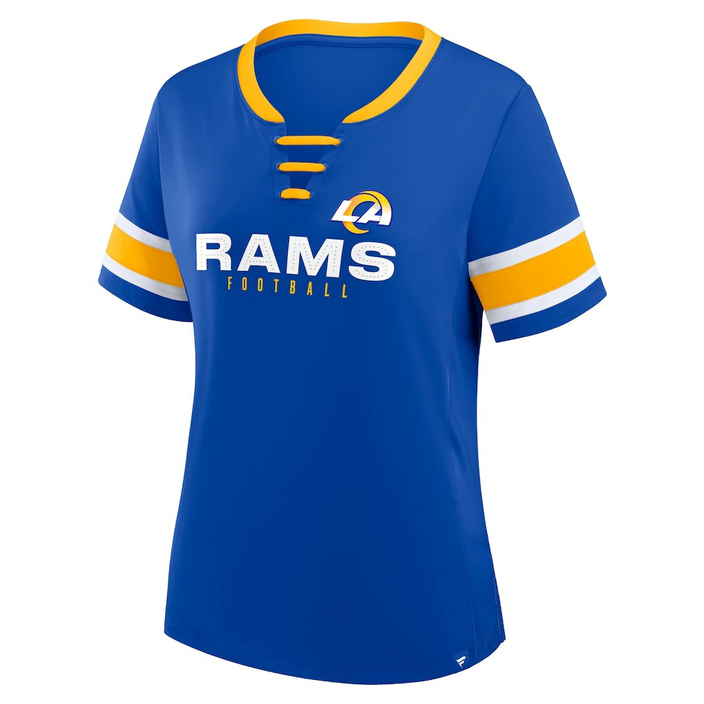 Los Angeles Rams Women's Redzone Draw Play Athena Lace-Up T-Shirt Royal | Fanatics