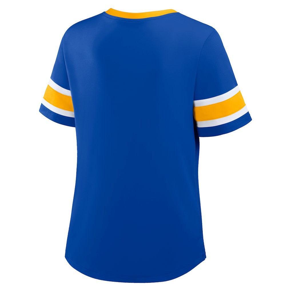 Los Angeles Rams Women's Redzone Draw Play Athena Lace-Up T-Shirt Royal | Fanatics