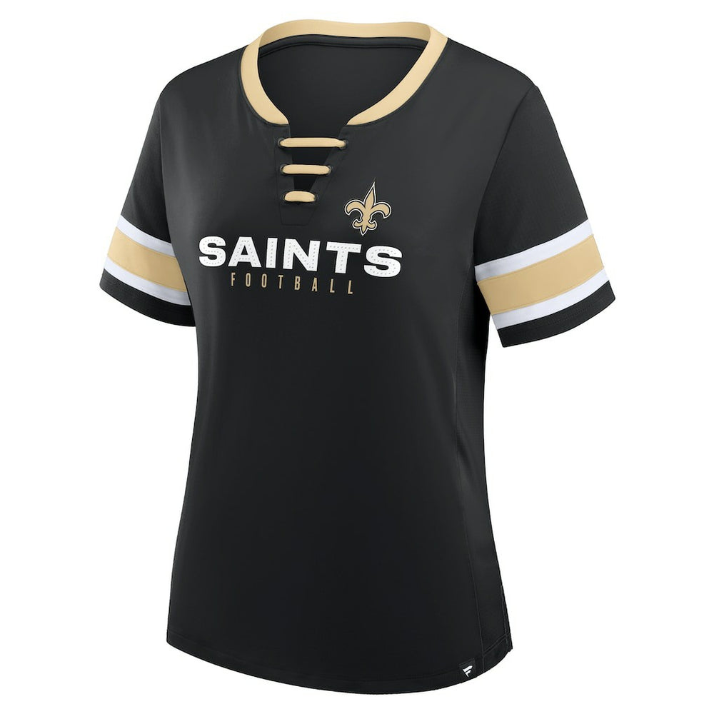 New Orleans Saints Women's Redzone Draw Play Athena Lace-Up T-Shirt Black | Fanatics