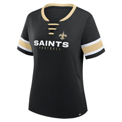 New Orleans Saints Women's Redzone Draw Play Athena Lace-Up T-Shirt Black | Fanatics