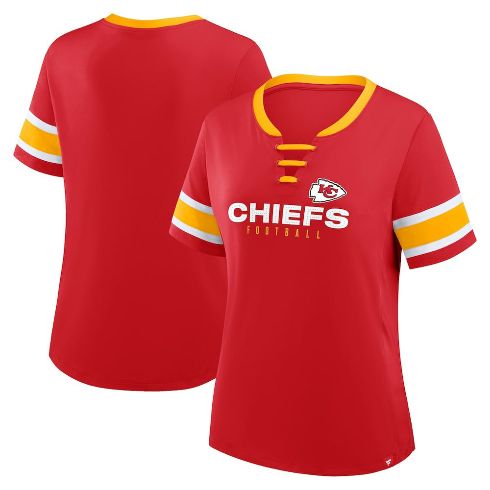 Kansas City Chiefs Women's Redzone Draw Play Athena Lace-Up T-Shirt Red | Fanatics