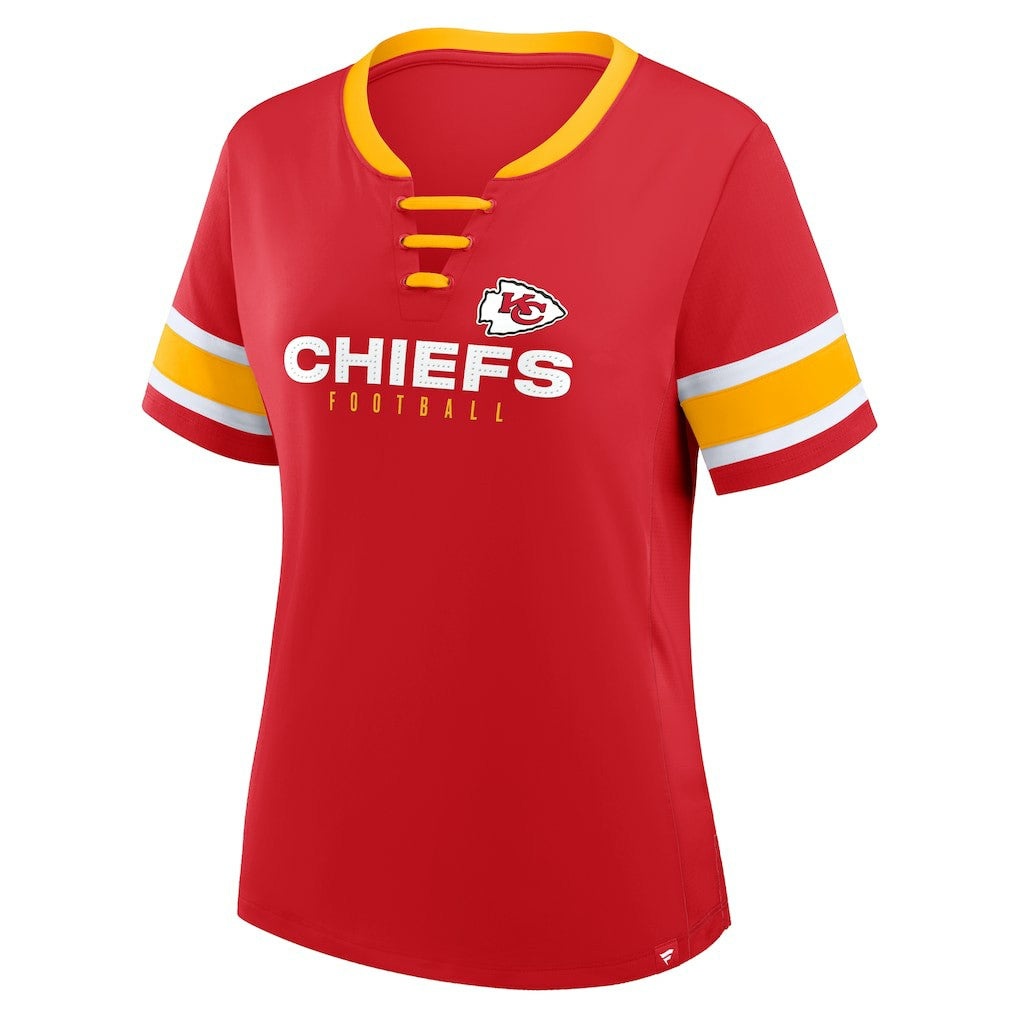 Kansas City Chiefs Women's Redzone Draw Play Athena Lace-Up T-Shirt Red | Fanatics