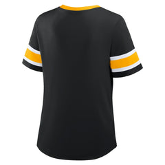 Pittsburgh Steelers Women's Redzone Draw Play Athena Lace-Up T-Shirt Black | Fanatics