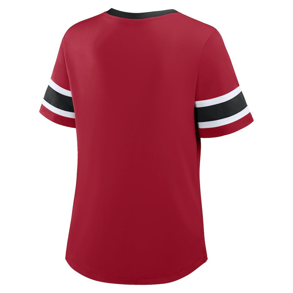 San Francisco 49ers Women's Redzone Draw Play Athena Lace-Up T-Shirt Scarlet | Fanatics