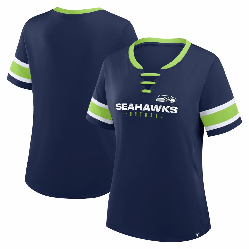 Seattle Seahawks Women's Redzone Draw Play Athena Lace-Up T-Shirt College Navy | Fanatics
