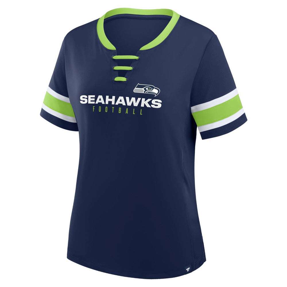 Seattle Seahawks Women's Redzone Draw Play Athena Lace-Up T-Shirt College Navy | Fanatics