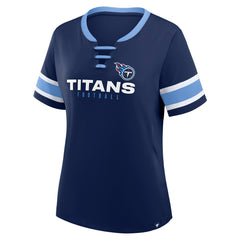 Tennessee Titans Women's Redzone Draw Play Athena Lace-Up T-Shirt Navy | Fanatics