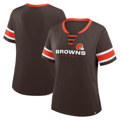 Cleveland Browns Women's Redzone Draw Play Athena Lace-Up T-Shirt Brown | Fanatics
