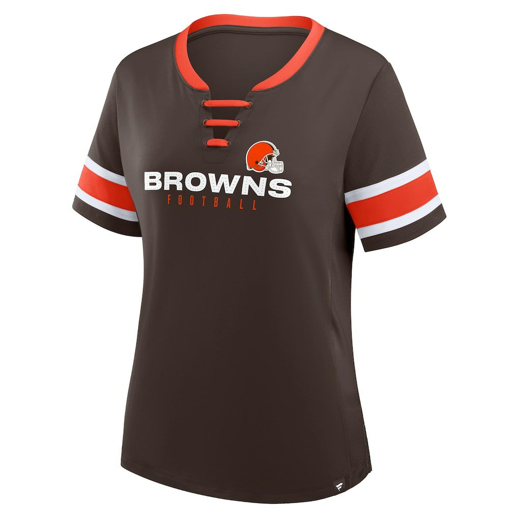 Cleveland Browns Women's Redzone Draw Play Athena Lace-Up T-Shirt Brown | Fanatics