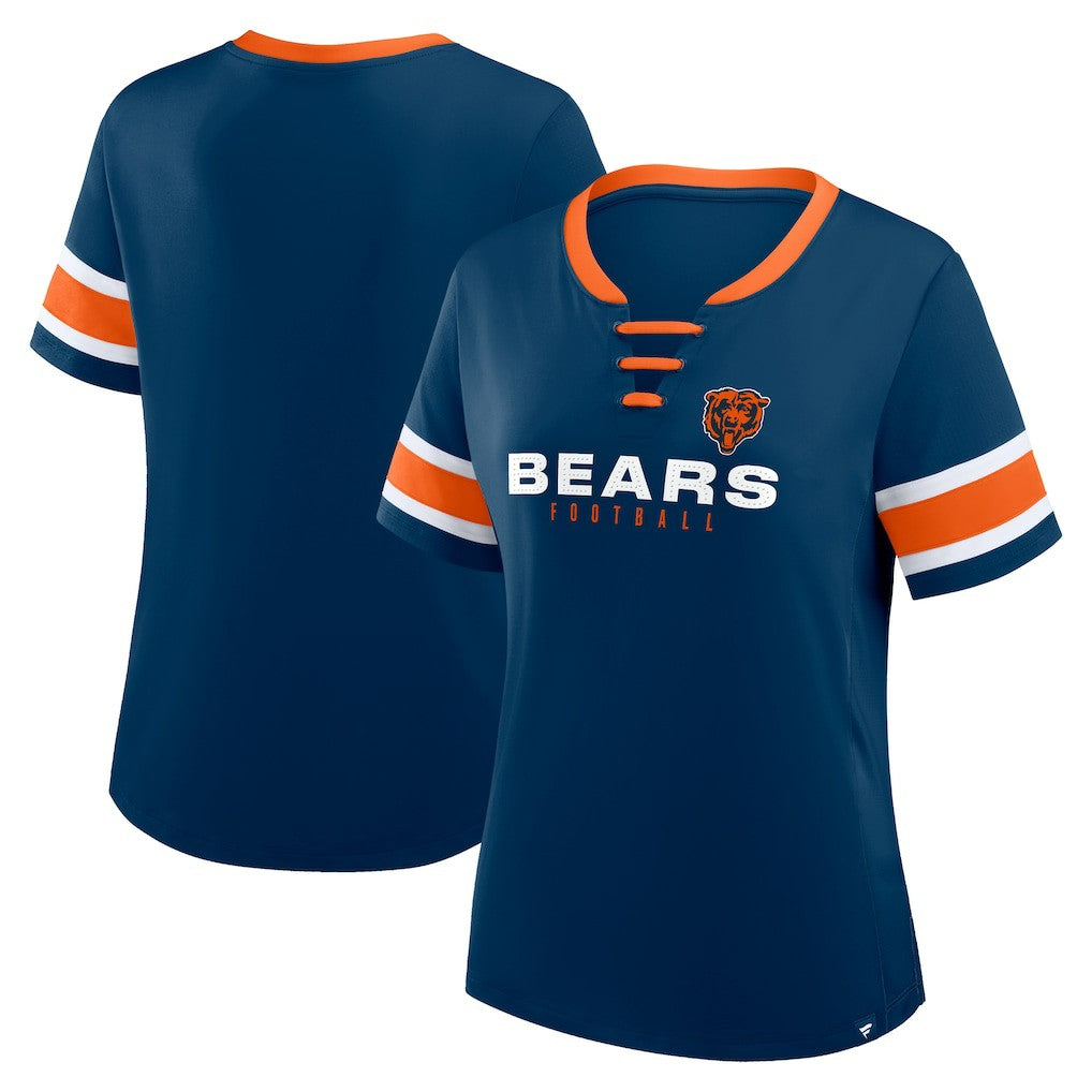 Chicago Bears Women's Redzone Draw Play Athena Lace-Up T-Shirt Navy | Fanatics