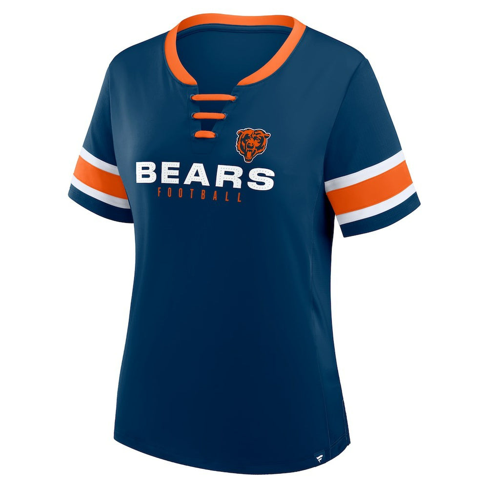 Chicago Bears Women's Redzone Draw Play Athena Lace-Up T-Shirt Navy | Fanatics