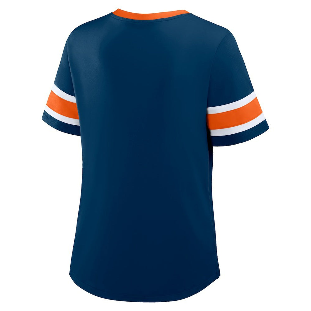 Chicago Bears Women's Redzone Draw Play Athena Lace-Up T-Shirt Navy | Fanatics