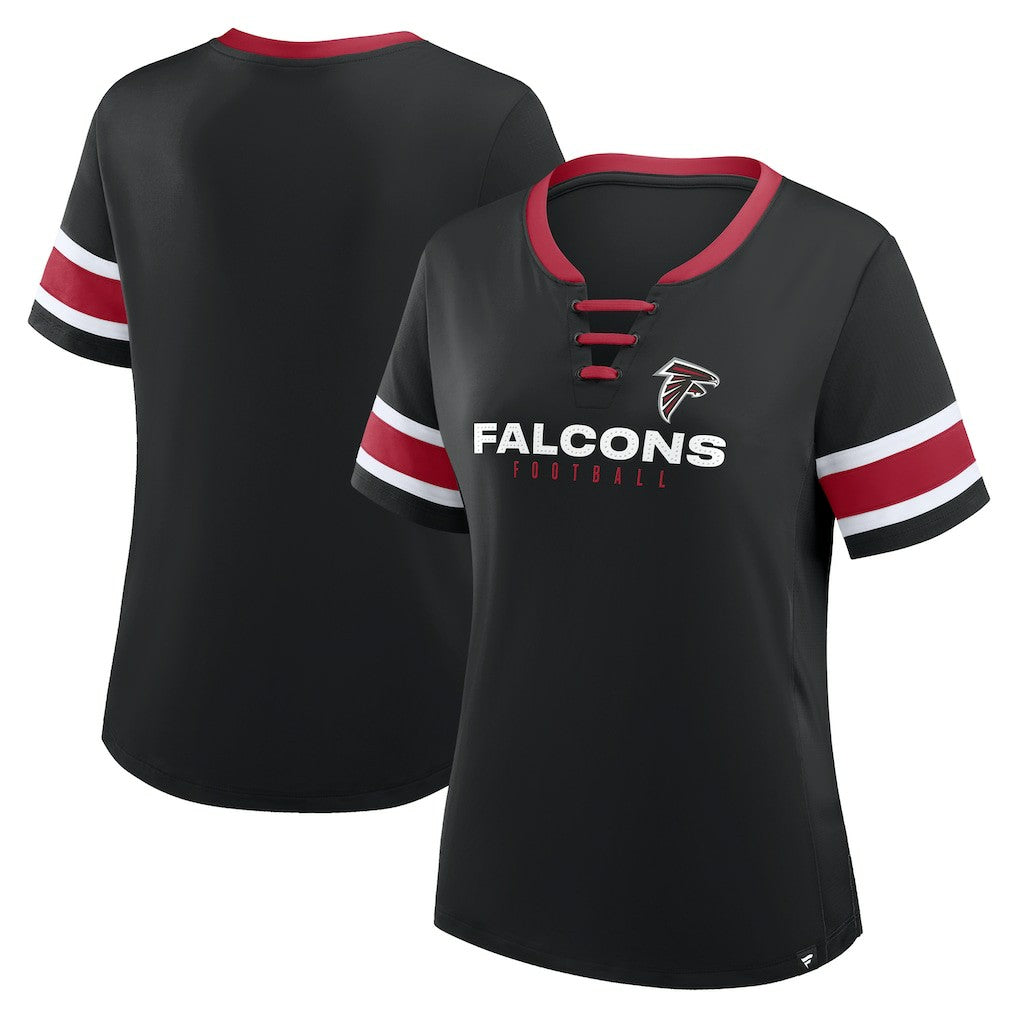Atlanta Falcons Women's Redzone Draw Play Athena Lace-Up T-Shirt Black | Fanatics