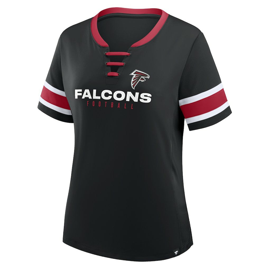 Atlanta Falcons Women's Redzone Draw Play Athena Lace-Up T-Shirt Black | Fanatics