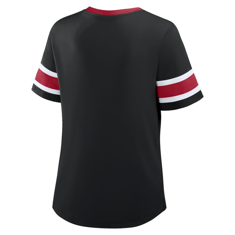 Atlanta Falcons Women's Redzone Draw Play Athena Lace-Up T-Shirt Black | Fanatics