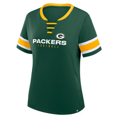 Green Bay Packers Women's Redzone Draw Play Athena Lace-Up T-Shirt Green | Fanatics