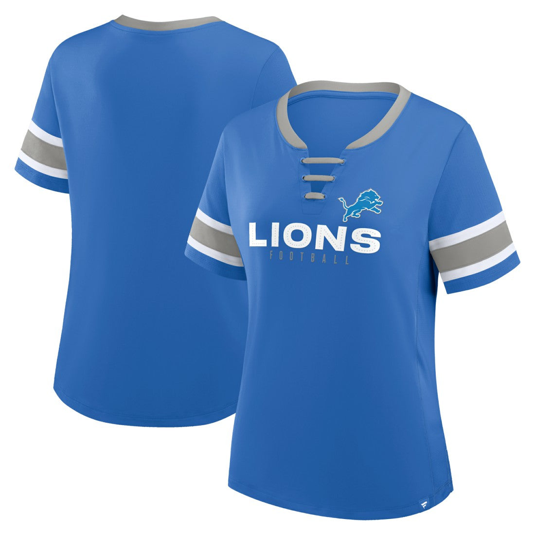 Detroit Lions Women's Redzone Draw Play Athena Lace-Up T-Shirt Blue | Fanatics