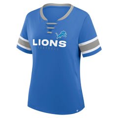 Detroit Lions Women's Redzone Draw Play Athena Lace-Up T-Shirt Blue | Fanatics