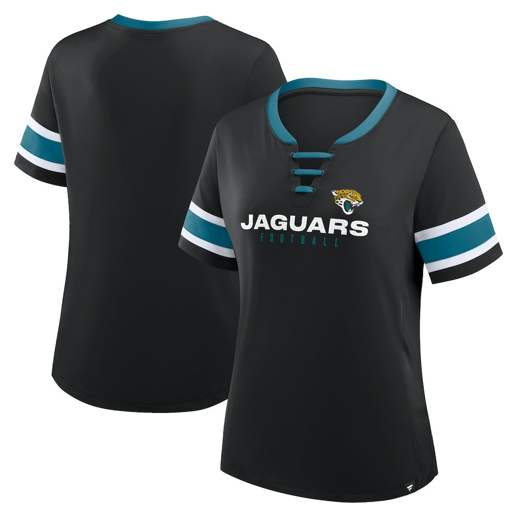 Jacksonville Jaguars Women's Redzone Draw Play Athena Lace-Up T-Shirt Black | Fanatics