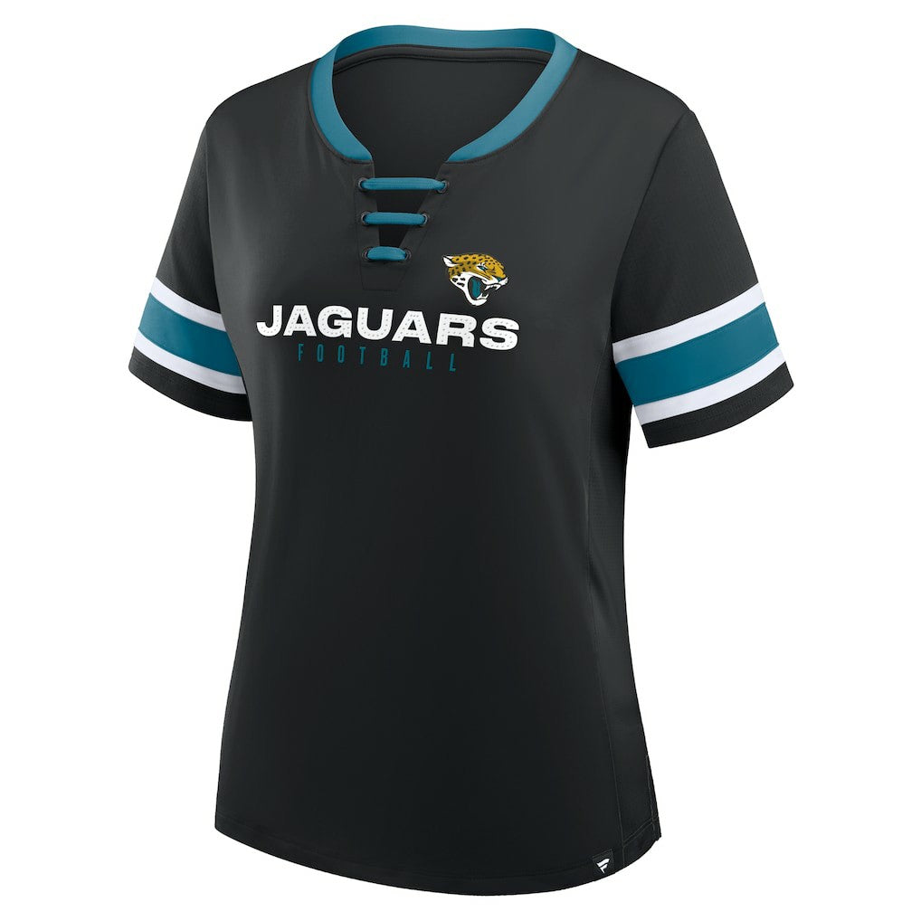 Jacksonville Jaguars Women's Redzone Draw Play Athena Lace-Up T-Shirt Black | Fanatics