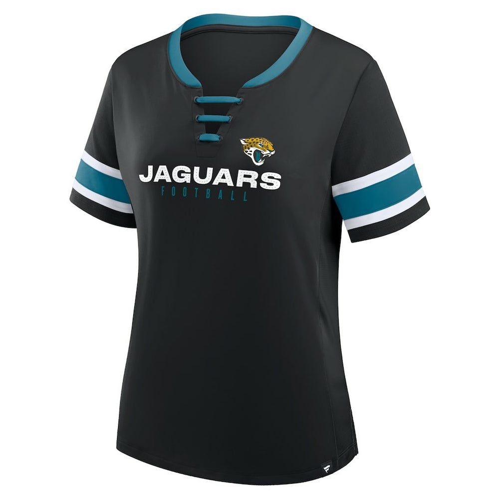 Jacksonville Jaguars Women's Redzone Draw Play Athena Lace-Up T-Shirt Black | Fanatics