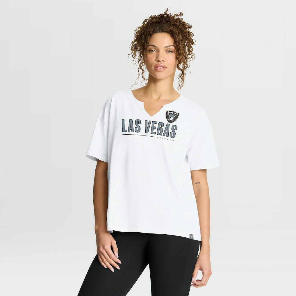 Las Vegas Raiders Women's Redzone Slub Boxy T-Shirt White | Fanatics