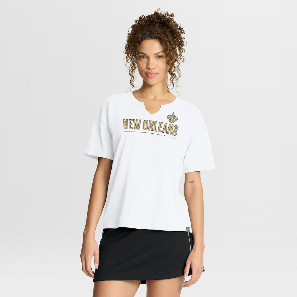 New Orleans Saints Women's Redzone Slub Boxy T-Shirt White | Fanatics