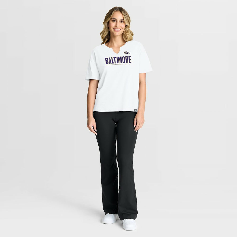 Baltimore Ravens Women's Redzone Slub Boxy T-Shirt White | Fanatics