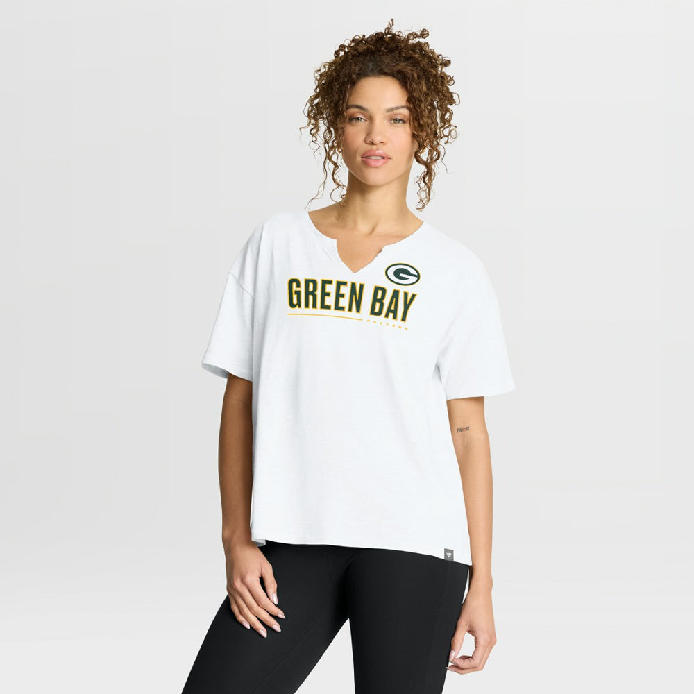 Green Bay Packers Women's Redzone Slub Boxy T-Shirt White | Fanatics