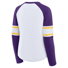 Minnesota Vikings Women's Redzone Blitz Package Raglan Lace-Up V-Neck Long Sleeve T-Shirt White/Purple | Fanatics