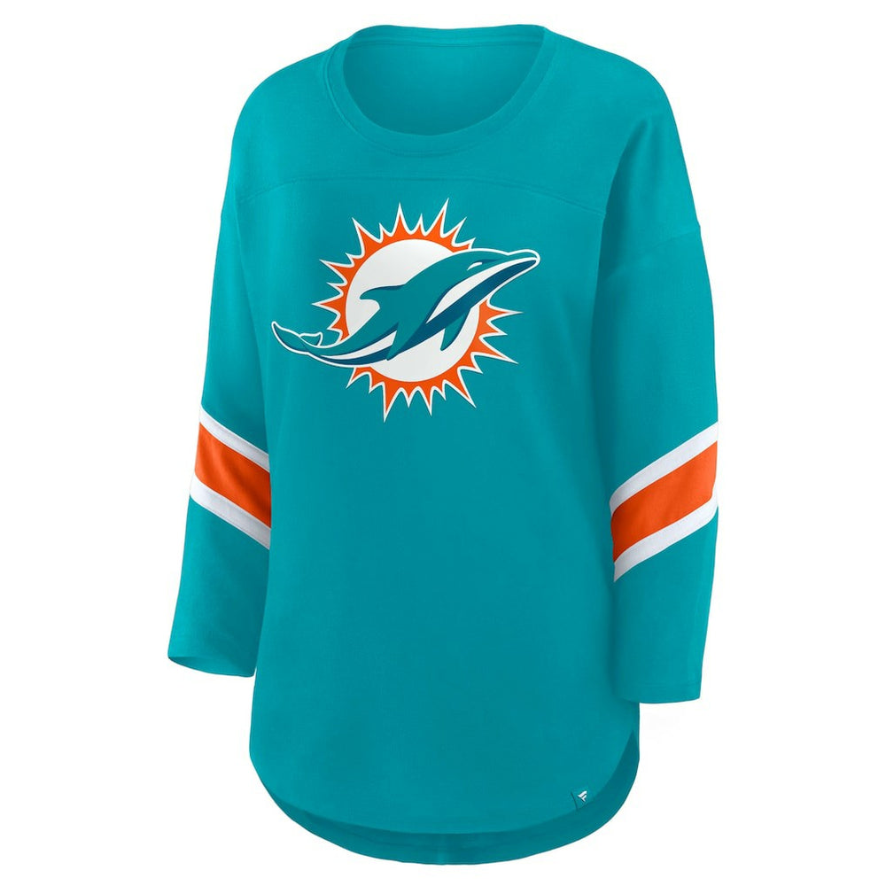 Miami Dolphins Women's Redzone 3/4-Sleeve T-Shirt Aqua | Fanatics