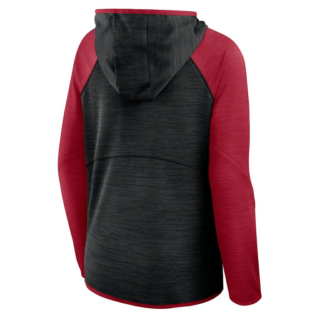 Atlanta Falcons Women's Redzone End Around Pass Raglan Full-Zip Hoodie Black/Red | Fanatics