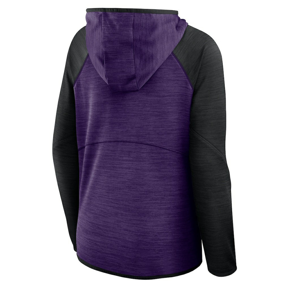 Baltimore Ravens Women's Redzone End Around Pass Raglan Full-Zip Hoodie Purple/Black | Fanatics