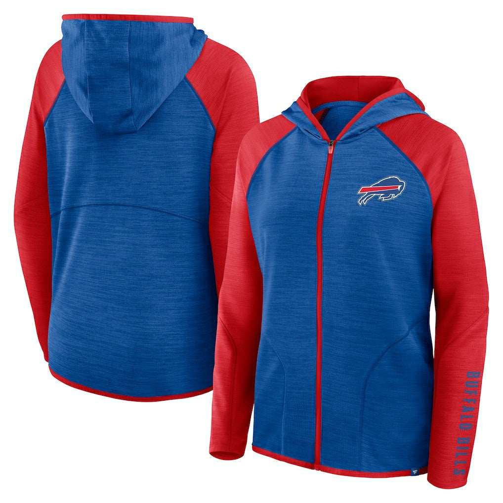 Buffalo Bills Women's Redzone End Around Pass Raglan Full-Zip Hoodie Royal/Red | Fanatics