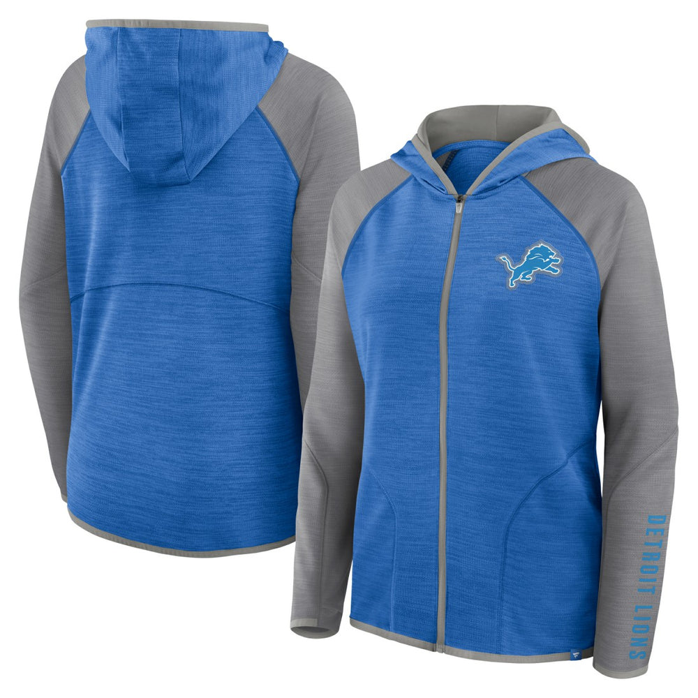 Detroit Lions Women's Redzone End Around Pass Raglan Full-Zip Hoodie Blue/Gray | Fanatics
