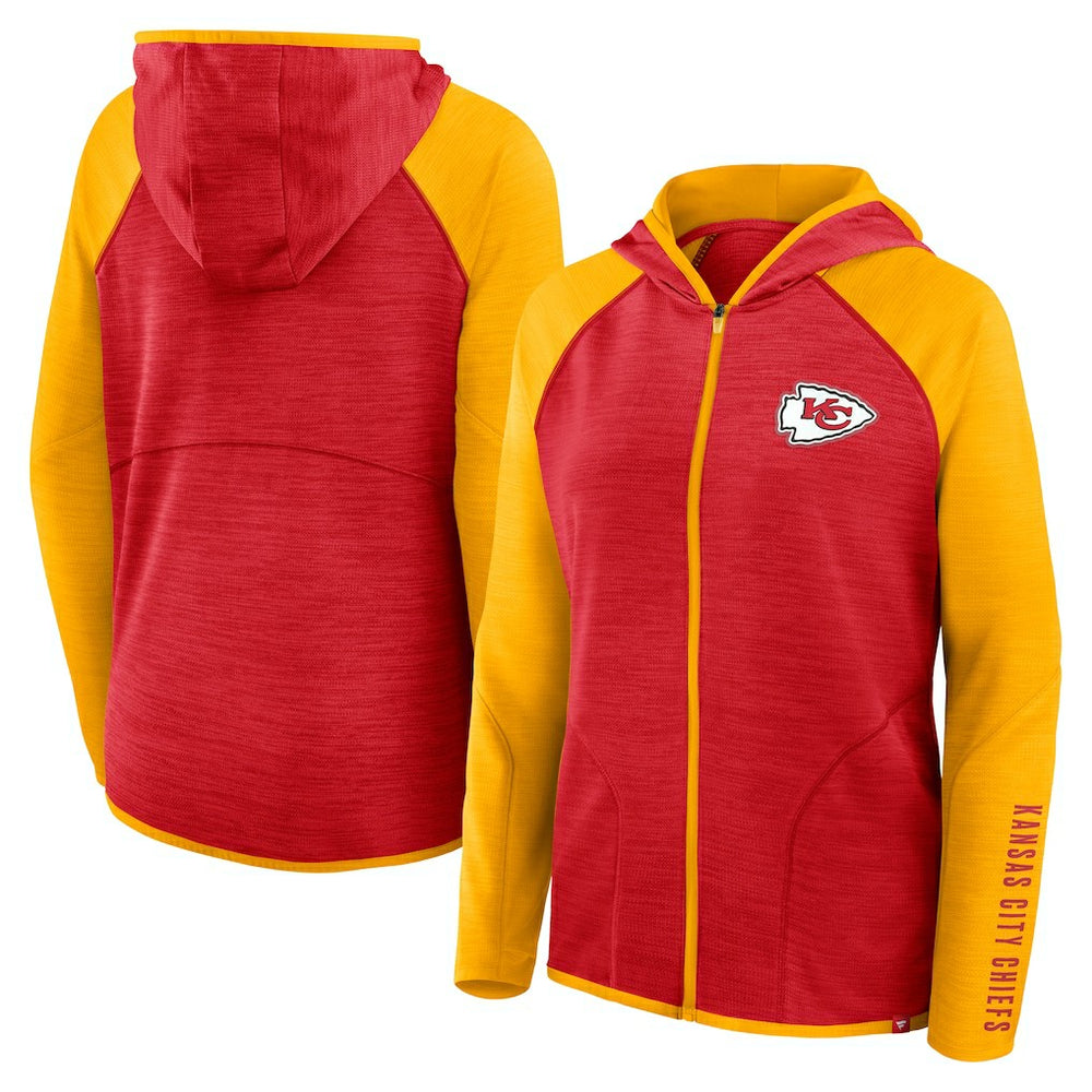 Kansas City Chiefs Women's Redzone End Around Pass Raglan Full-Zip Hoodie Red/Gold | Fanatics