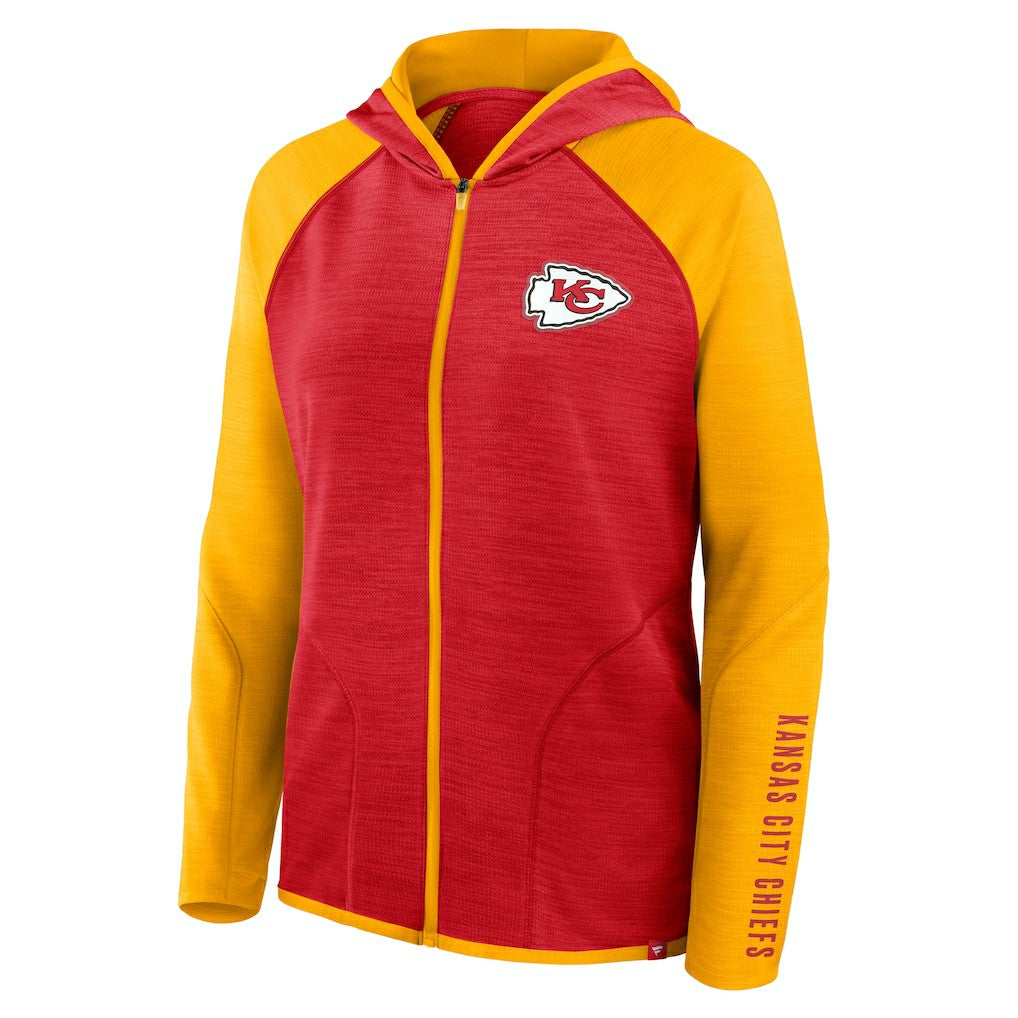 Kansas City Chiefs Women's Redzone End Around Pass Raglan Full-Zip Hoodie Red/Gold | Fanatics